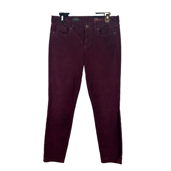 J Crew Toothpick Pants Women's Size 28 Burgundy Red Skinny Ankle Corduroy B19 - Picture 1 of 6